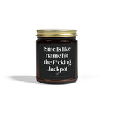 Personalized Engagement Candle, He Hit The Jackpot Funny Engagement Gifts For Couple, Future Mrs Gift Funny Wedding Gift For Bride to Be W85