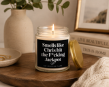 Personalized Engagement Candle, He Hit The Jackpot Funny Engagement Gifts For Couple, Future Mrs Gift Funny Wedding Gift For Bride to Be W85