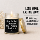 Personalized Engagement Candle, He Hit The Jackpot Funny Engagement Gifts For Couple, Future Mrs Gift Funny Wedding Gift For Bride to Be W85