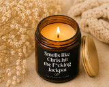Personalized Engagement Candle, He Hit The Jackpot Funny Engagement Gifts For Couple, Future Mrs Gift Funny Wedding Gift For Bride to Be W85