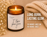 Personalized "Hey You, I Love Your Face" Candle | Custom Name Candle Gift | Romantic Gift for Wife, Girlfriend, Husband | Anniversary Gift