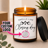 Closing Day Scented Soy Candle (4oz & 9oz) – “Smells Like Closing Day” Aromatherapy Jar with Black Lid