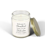 Funny Mom Candle | Welcome to Parenthood I Hope You Like Destruction & Chicken Nuggets | New Mom Gift | Baby Shower Gift | Gag Gift